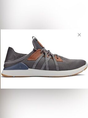 Olukai tennis Men's Grey Knit Lace-Up Casual